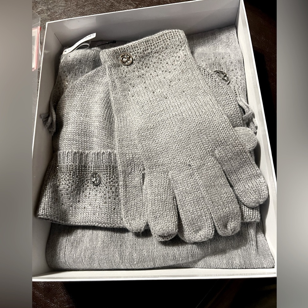 Calvin Klein Scarf, Hat, and Gloves Set